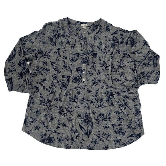 Women’s Westport Grey Floral Knit Blouse 3/4 Sleeve Size 1X - Picture 3 of 6